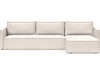 Living Newilla 3-Seat Adario Basmati Beige Upholstered Sectional Sofa Bed with Storage