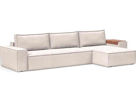 Living Newilla Sectional Sleeper Sofa with Wide Arms Adario Basmati Beige Fabric