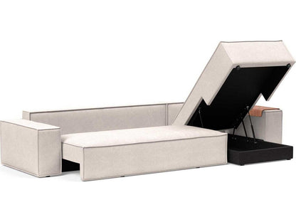 Living Newilla Sectional Sleeper Sofa with Wide Arms Adario Basmati Beige Fabric