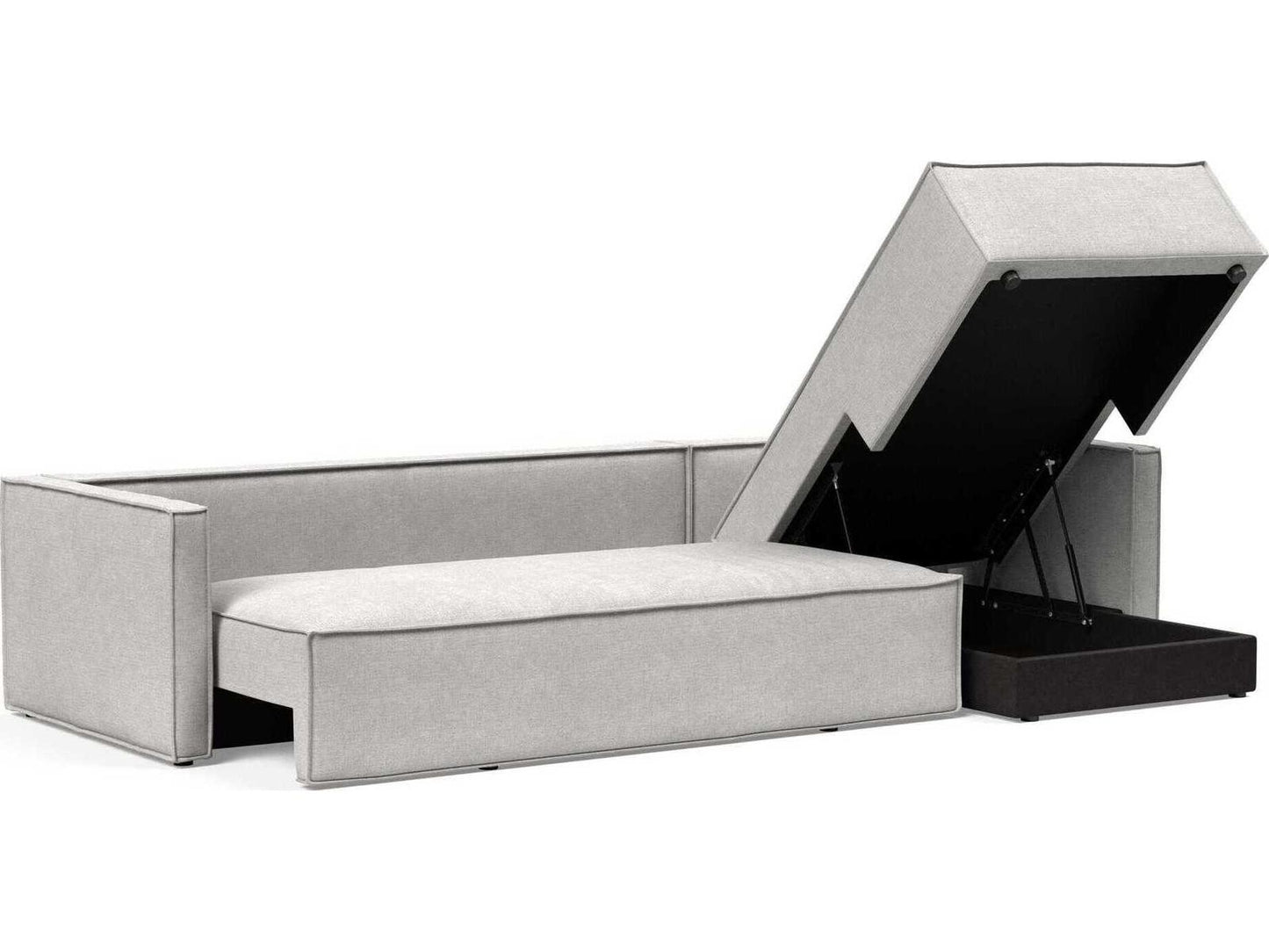 Living Newilla Adario Fog Gray Upholstered Sectional Sofa Bed with Lounger and Slim Arms