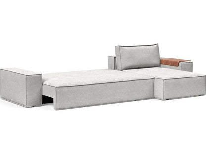 Newilla Adario Fog Gray Upholstered Sofa Bed with Lounger and Wide Arms