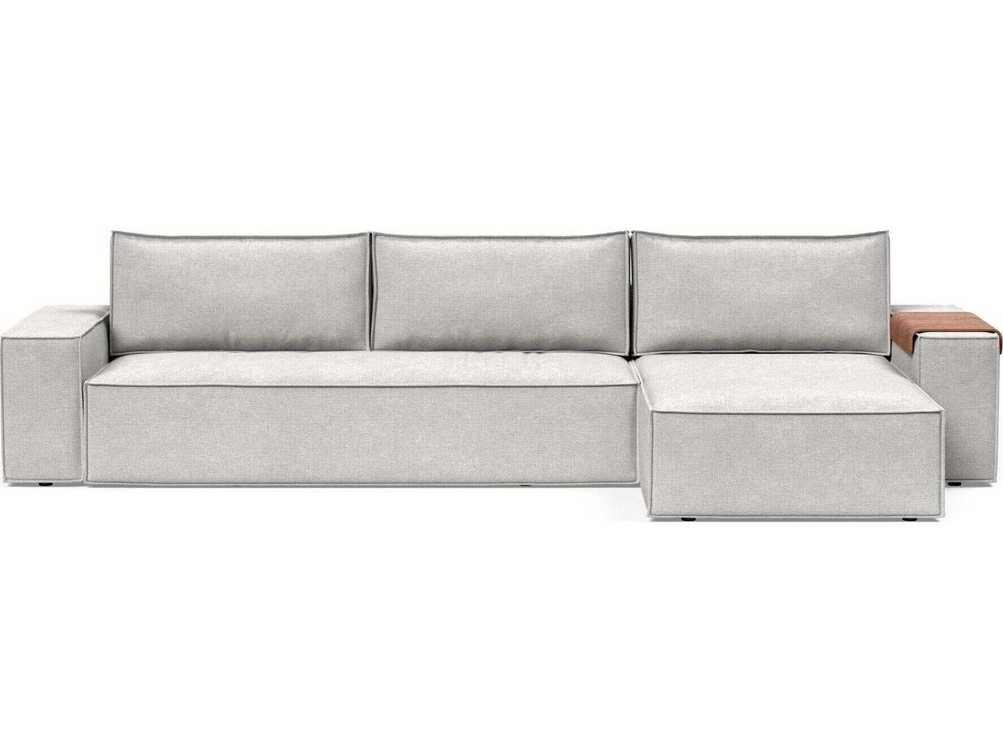 Newilla Adario Fog Gray Upholstered Sofa Bed with Lounger and Wide Arms
