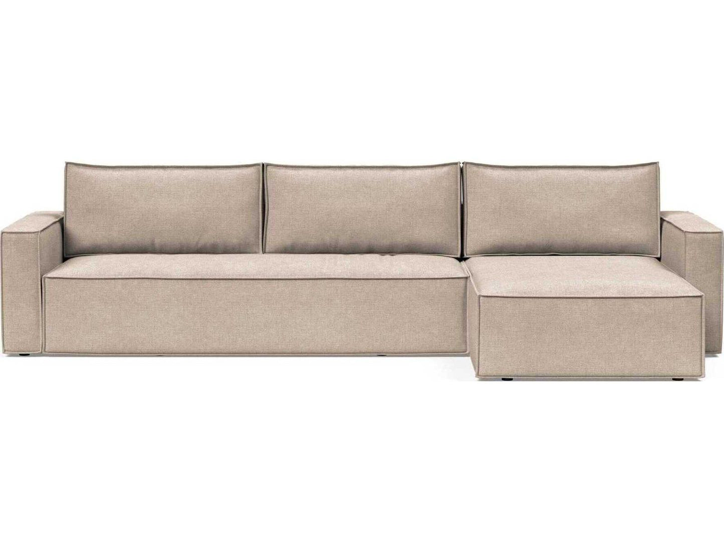Living Newilla Sectional Sofa Bed with Standard Arms Adario Taupe Fabric