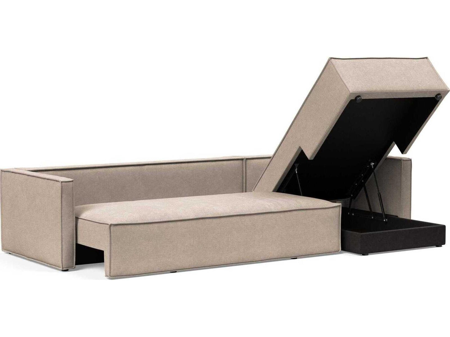 Living Newilla Adario Taupe Brown Upholstered Sectional Sofa Bed with Storage