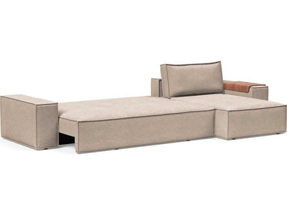 Living Newilla Wide Arm Sectional Sleeper Sofa in Adario Taupe