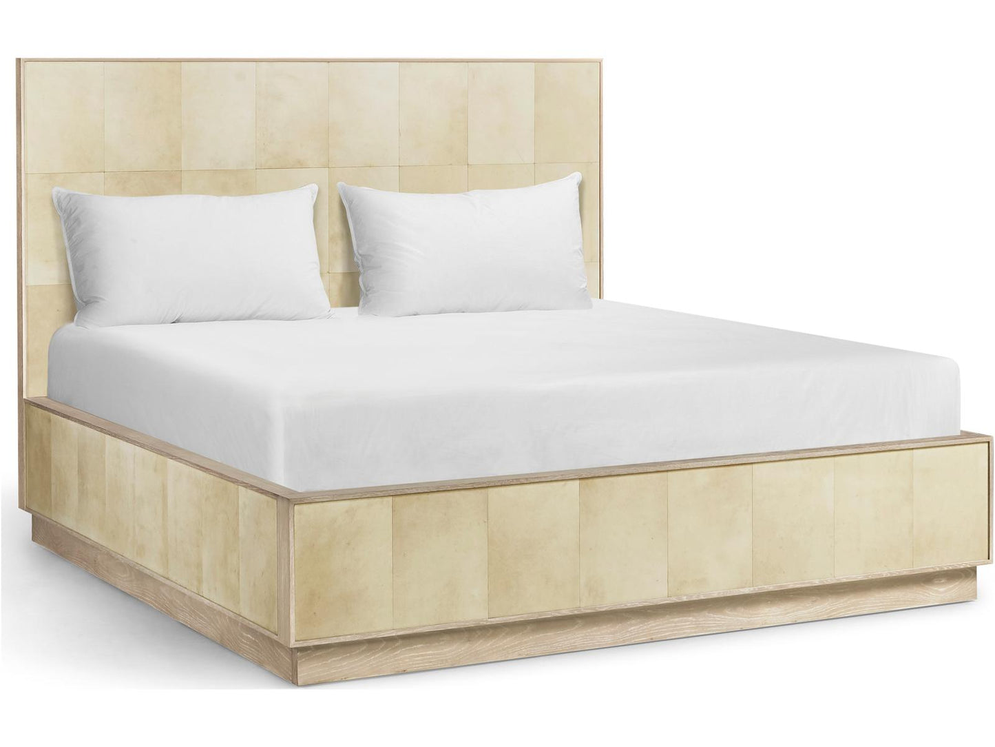 Water Hydra King Panel Bed in Water White Parchment Oak
