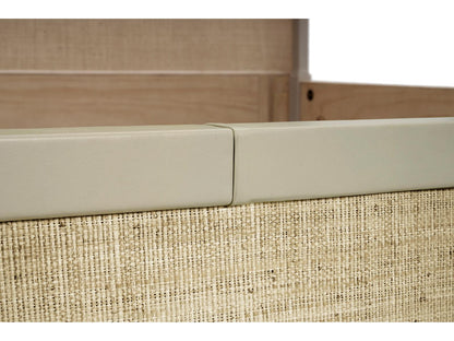 Seiche King Bed Woven Water Raffia and Creme Leather