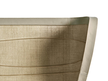 Seiche King Bed Woven Water Raffia and Creme Leather