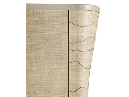 Seiche King Bed Woven Water Raffia and Creme Leather