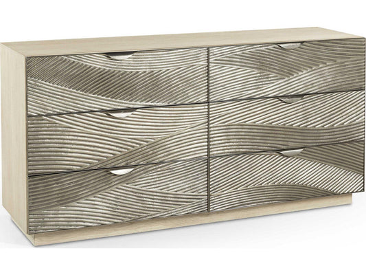 Water Capillary Cast Metal Texture Double Dresser Bleached Oak
