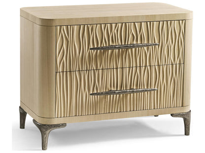 Water Undercurrent Nightstand in Natural Dyed Koto and Stainless Steel