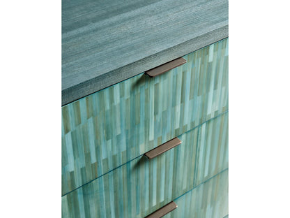 Water Seaglass 4-Drawer Bunching Chest in Blue Straw