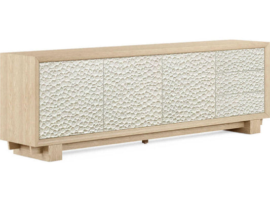 Water Pelagic Cast Metal Entertainment Console in White Washed Oak