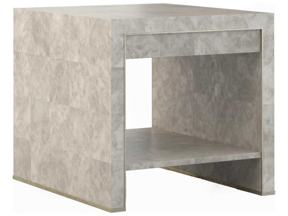 Water Rectangular Madrona Burr End Table in Smoke Gray