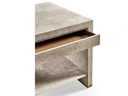 Water Rectangular Madrona Burr End Table in Smoke Gray