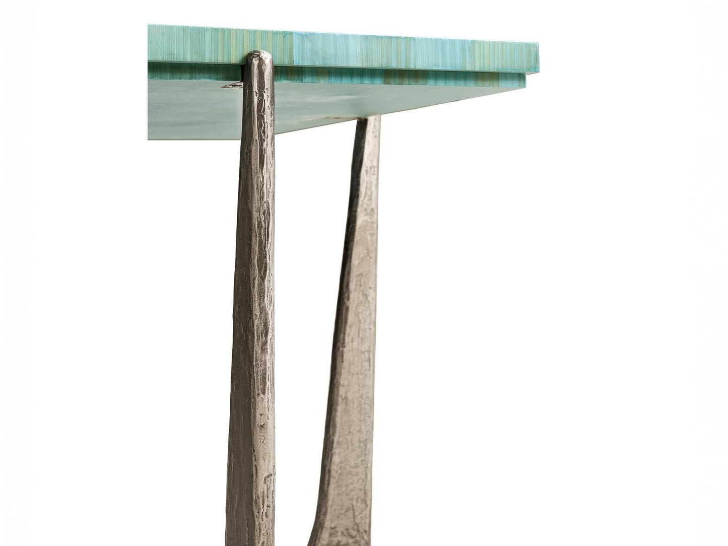 Water Seaglass Square End Table in Blue Straw
