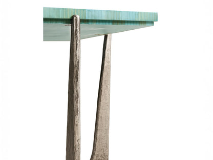Water Seaglass Square End Table in Blue Straw