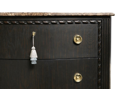 Tangiers Ebonized Oak Accent Chest with Stone Top and Carved Details