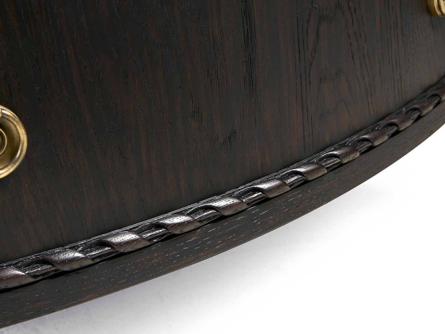 Tangiers Ebonized Oak Accent Chest with Stone Top and Carved Details