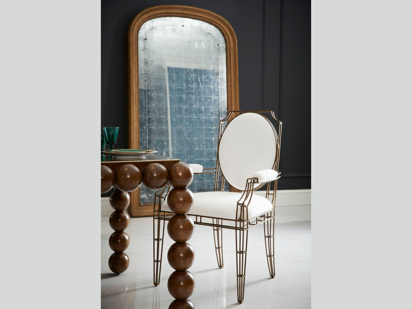 Jc Modern Bronze Upholstered Arm Dining Chair