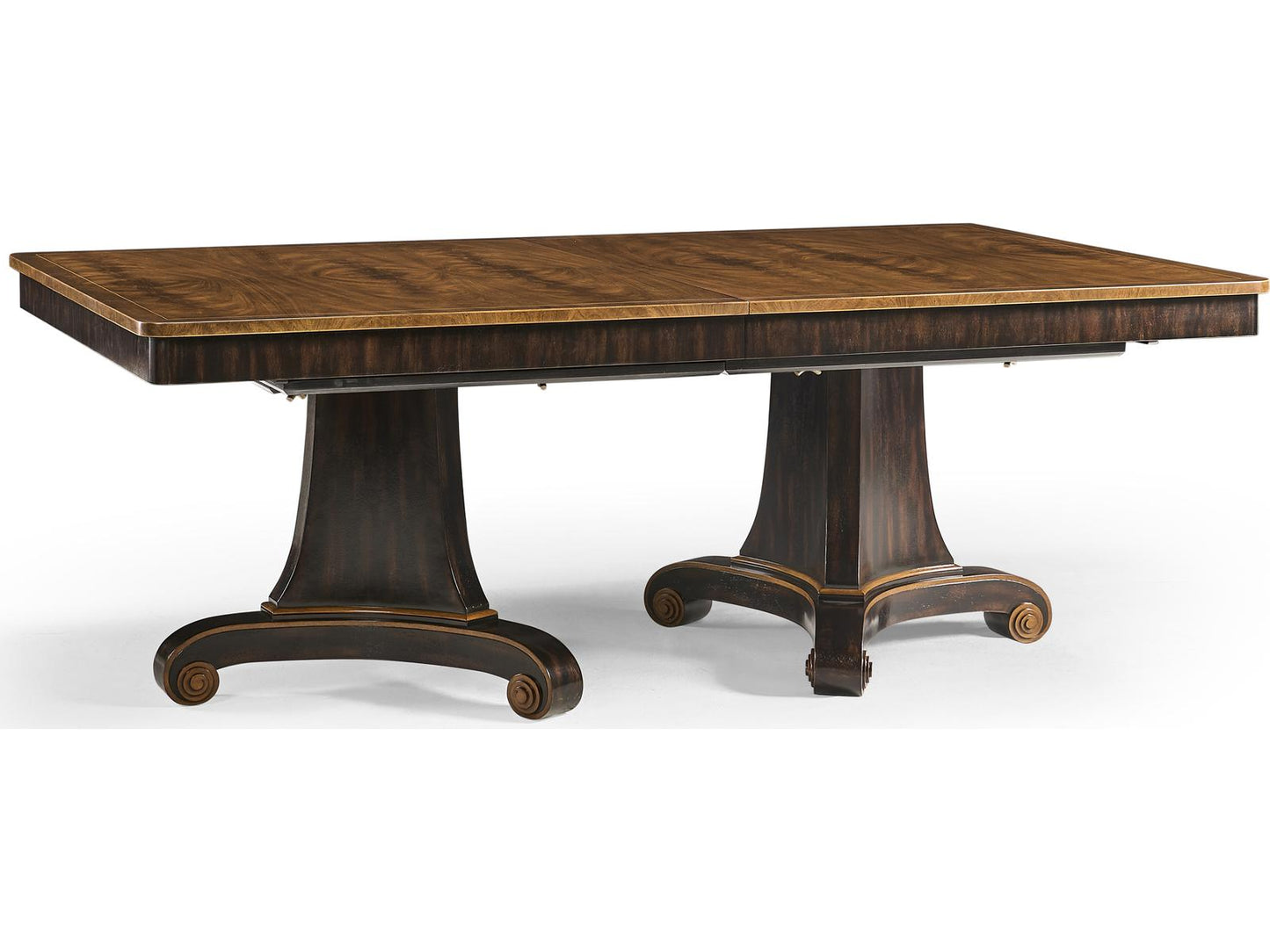 Rosette Rectangular Extendable Dining Table Wood Crotch Walnut