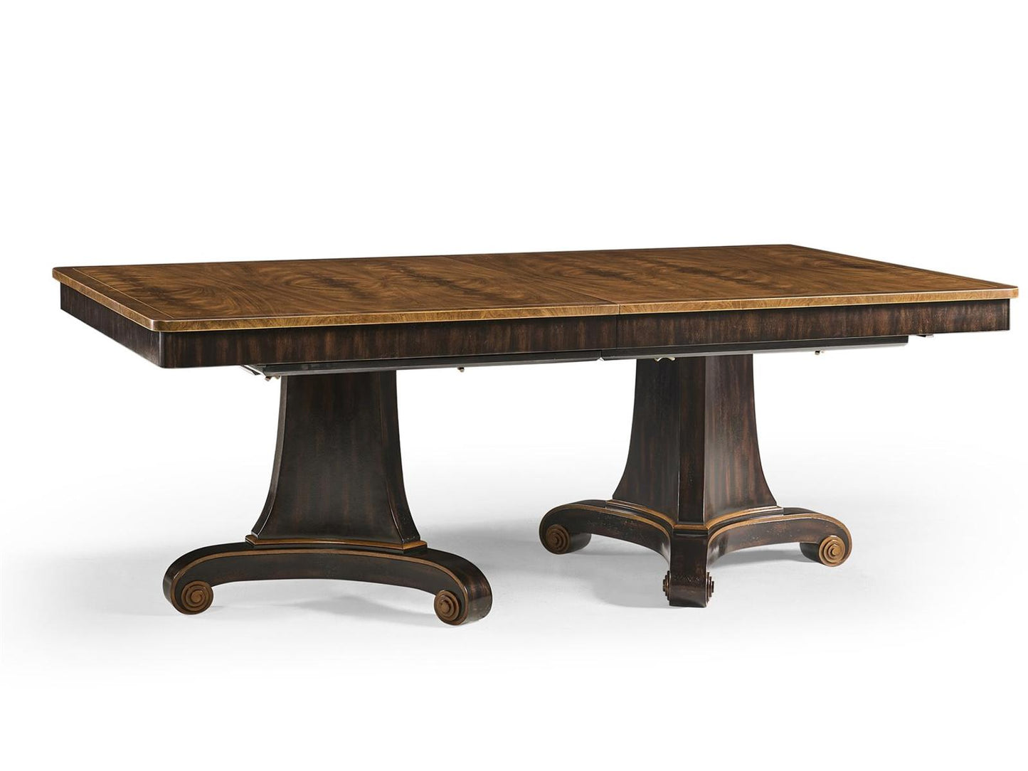Rosette Rectangular Extendable Dining Table Wood Crotch Walnut