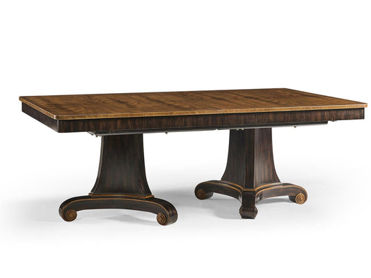 Rosette Rectangular Extendable Dining Table Wood Crotch Walnut