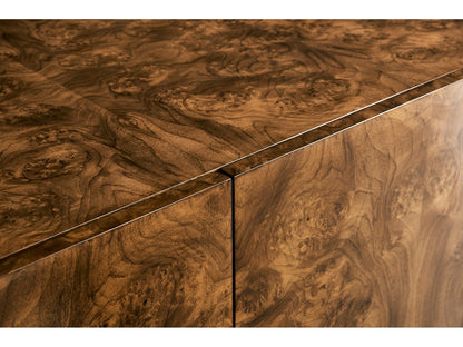 Jc Modern Rectangular Walnut Burl Console Table with Bronze Base