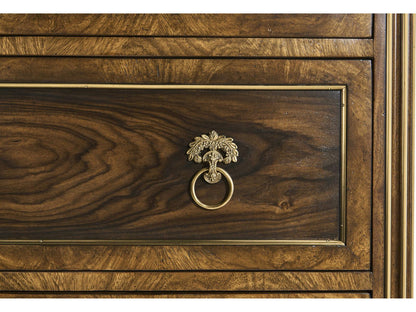 Viceroy Santos Brown Mahogany Wood Accent Chest with Brass Inlay