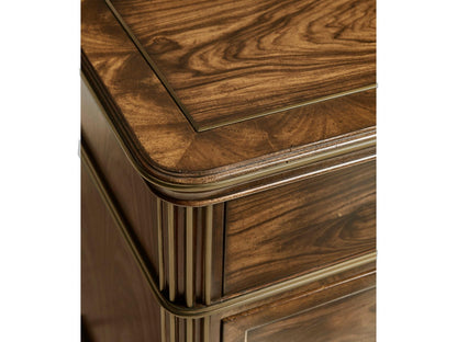 Viceroy 3-Drawer Mahogany Wood Nightstand with Brass Inlay