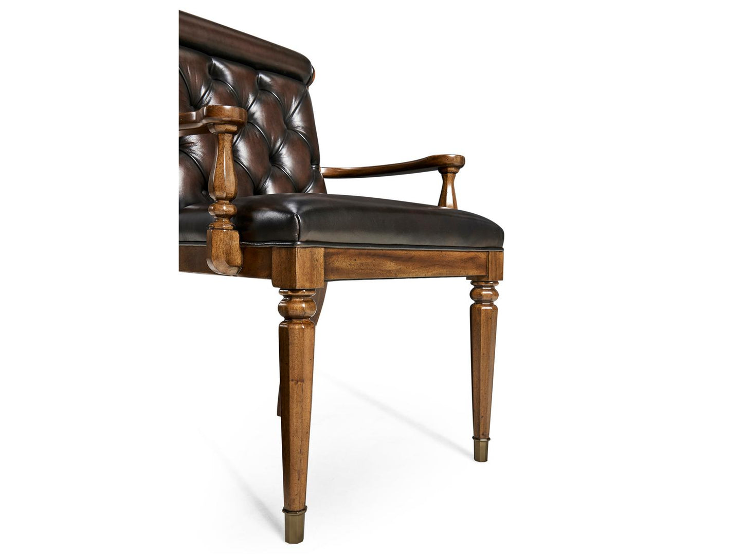 Viceroy Mahogany Wood Brown Leather Arm Dining Chair