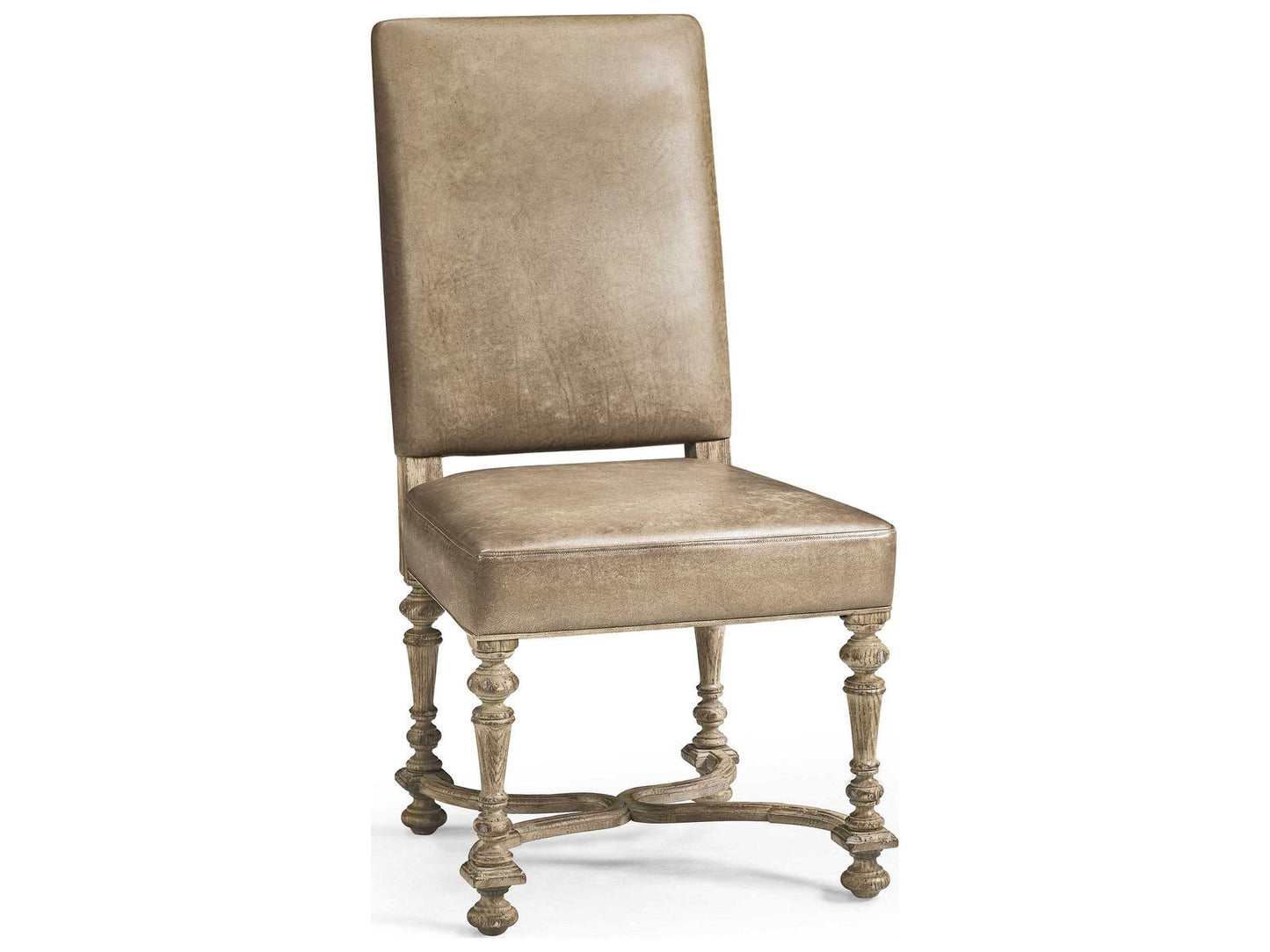Sagehill Oak Wood Gray Leather Armless Dining Chair