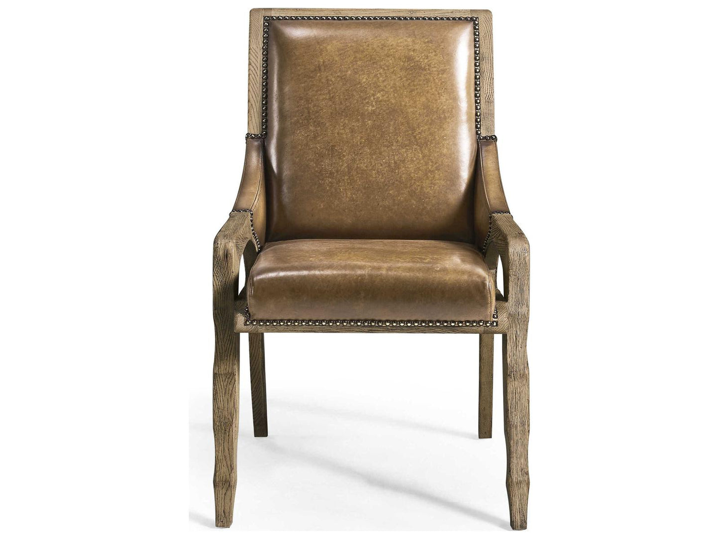 Echo Canyon Oak Wood Brown Leather Armless Dining Chair