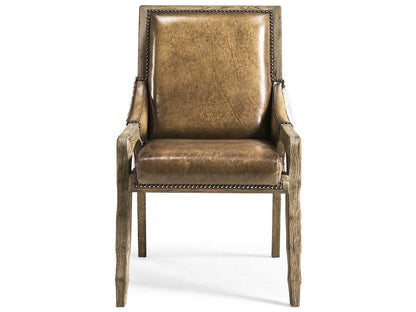 Echo Canyon Oak Wood Brown Leather Armless Dining Chair
