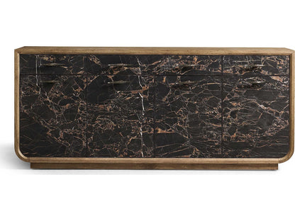 Stone Ridge 89-Inch Acacia Wood Sideboard with Marble Fronts