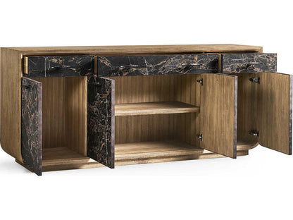 Stone Ridge 89-Inch Acacia Wood Sideboard with Marble Fronts
