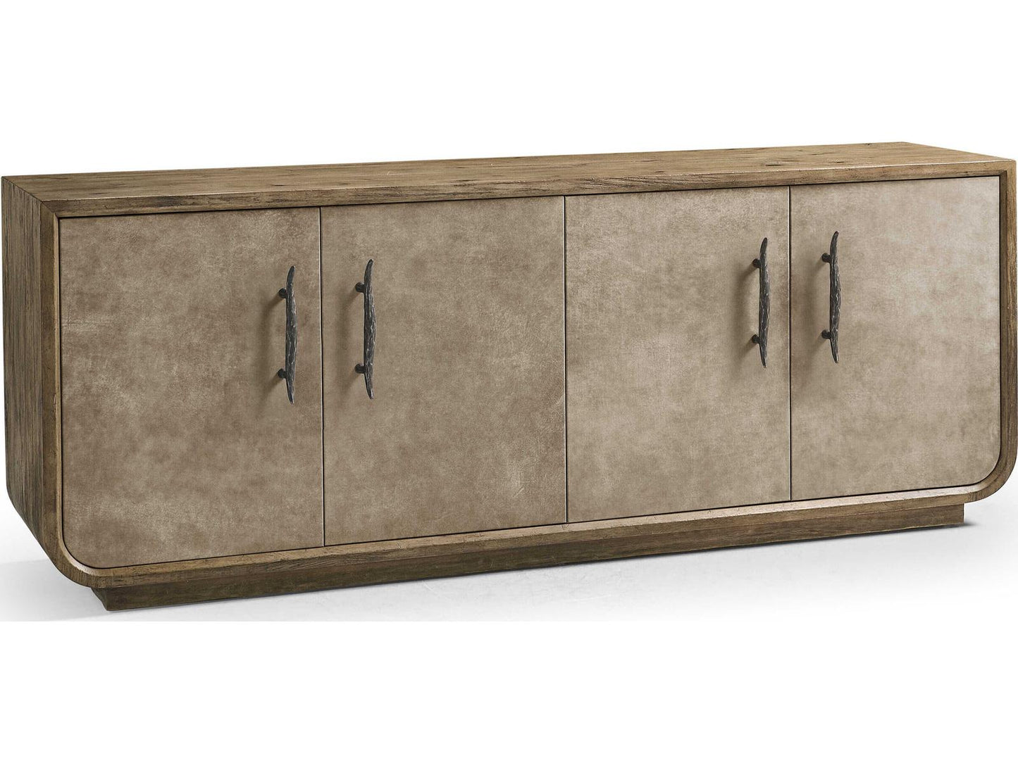 Stone Ridge 84-Inch Acacia Wood Sideboard with Leather Fronts
