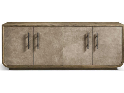 Stone Ridge 84-Inch Acacia Wood Sideboard with Leather Fronts