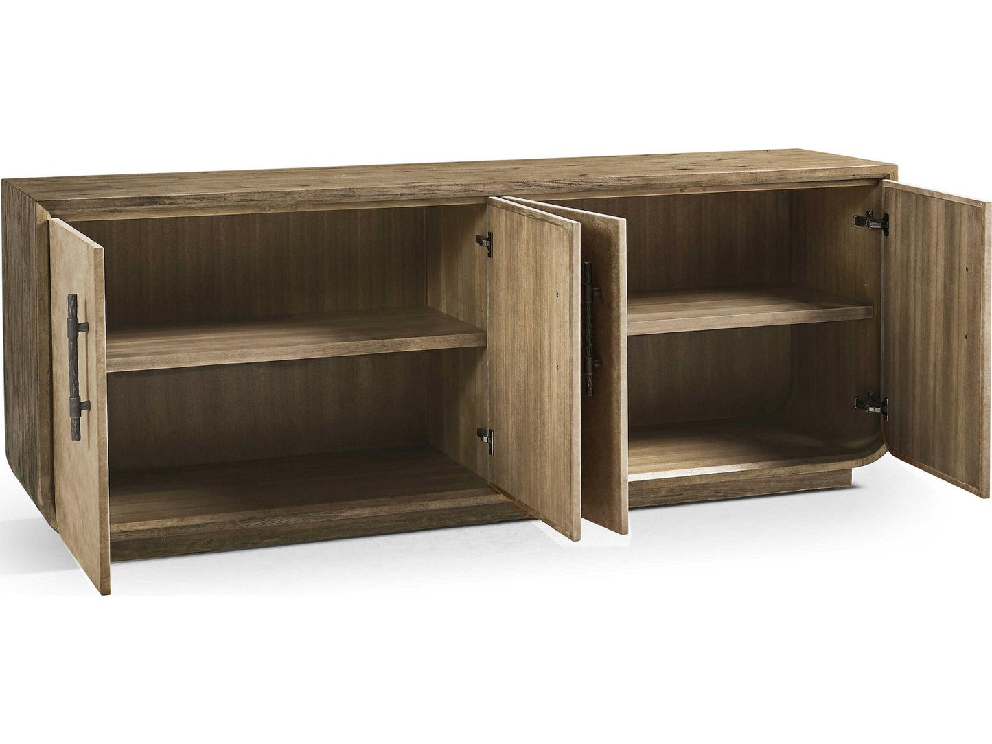 Stone Ridge 84-Inch Acacia Wood Sideboard with Leather Fronts