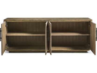 Stone Ridge 84-Inch Acacia Wood Sideboard with Leather Fronts