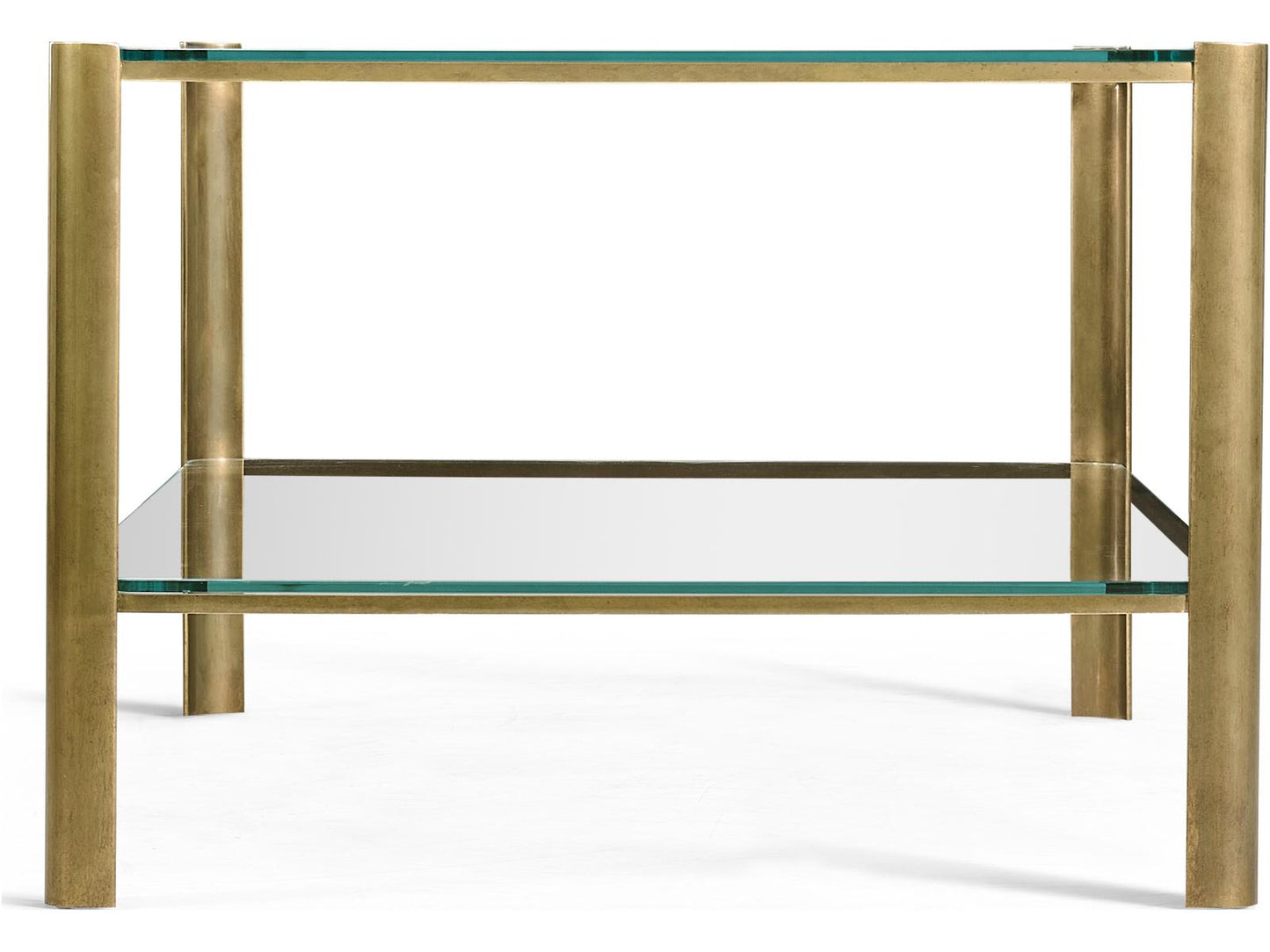 JC Modern Cosmo Rectangular Glass Coffee Table in Light Antique Brass