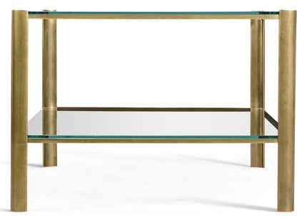 JC Modern Cosmo Rectangular Glass Coffee Table in Light Antique Brass