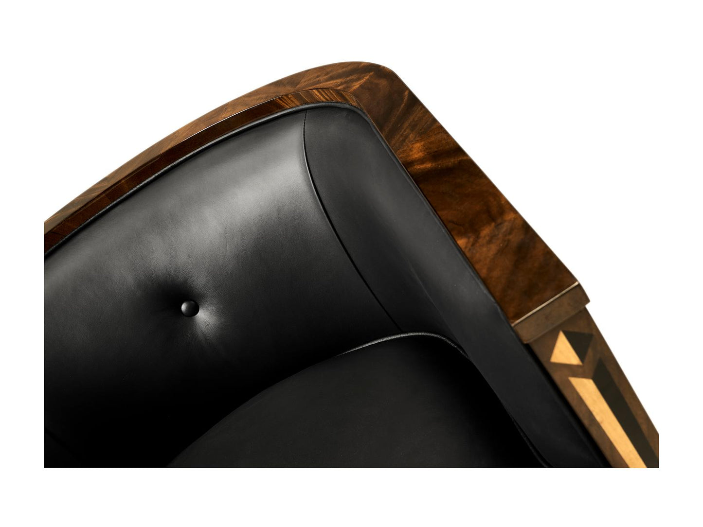 Knightsbridge Upholstered Accent Chair in Black Leather and Antique Mahogany