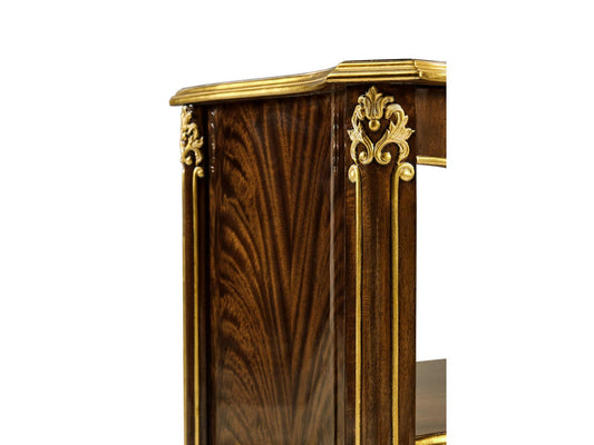Monte Carlo Traditional Acacia Nightstand in Antique Mahogany Brown with Gilt Accents