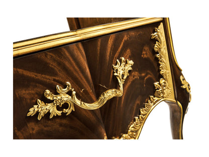 Monte Carlo Traditional Acacia Nightstand in Antique Mahogany Brown with Gilt Accents