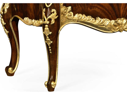 Monte Carlo Traditional Acacia Nightstand in Antique Mahogany Brown with Gilt Accents