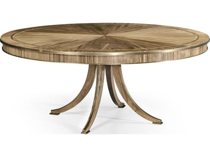 Hamilton Round Dining Table in Golden Amber Paldao Veneer and Brass