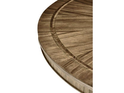 Hamilton Round Dining Table in Golden Amber Paldao Veneer and Brass
