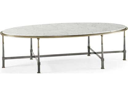 Hamilton Oval Marble Coffee Table in Dark Gun Metal Finish