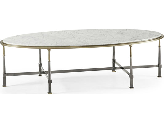 Hamilton Oval Marble Coffee Table in Dark Gun Metal Finish